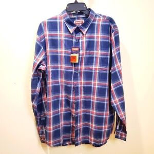 WRANGLER Men's long sleeves plaid shirt 100% cotton size L NWT